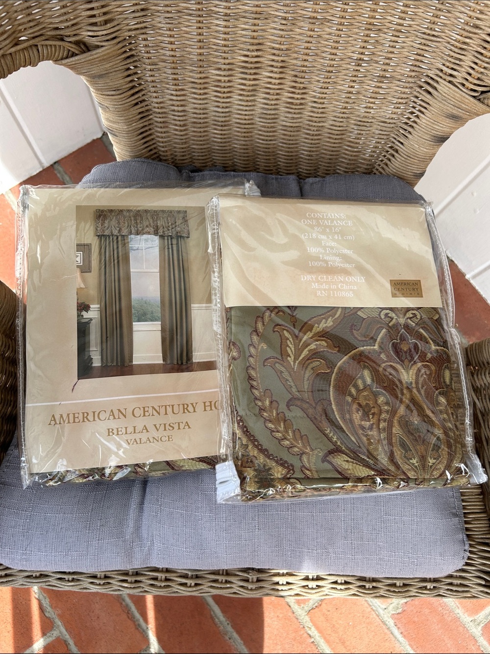 American Century Home Valances Pair of 2 - Sage Green Paisley